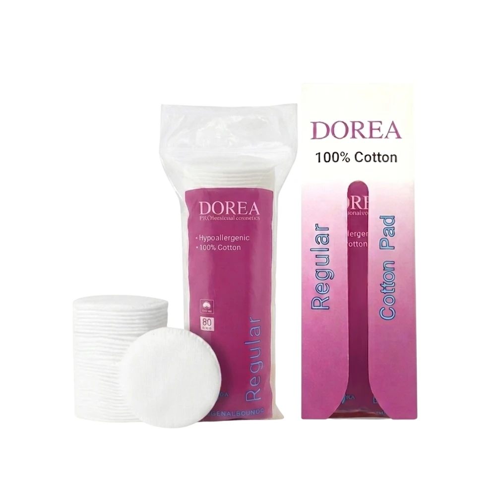 DOREA 100% Cotton Regular Cotton Pads 80 Rounds for Makeup & Skincare - 